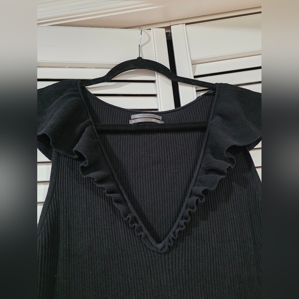 By Anthropologie Cap-Sleeve V-Neck Sheer Sweater Maxi Dress - Picture 12 of 13